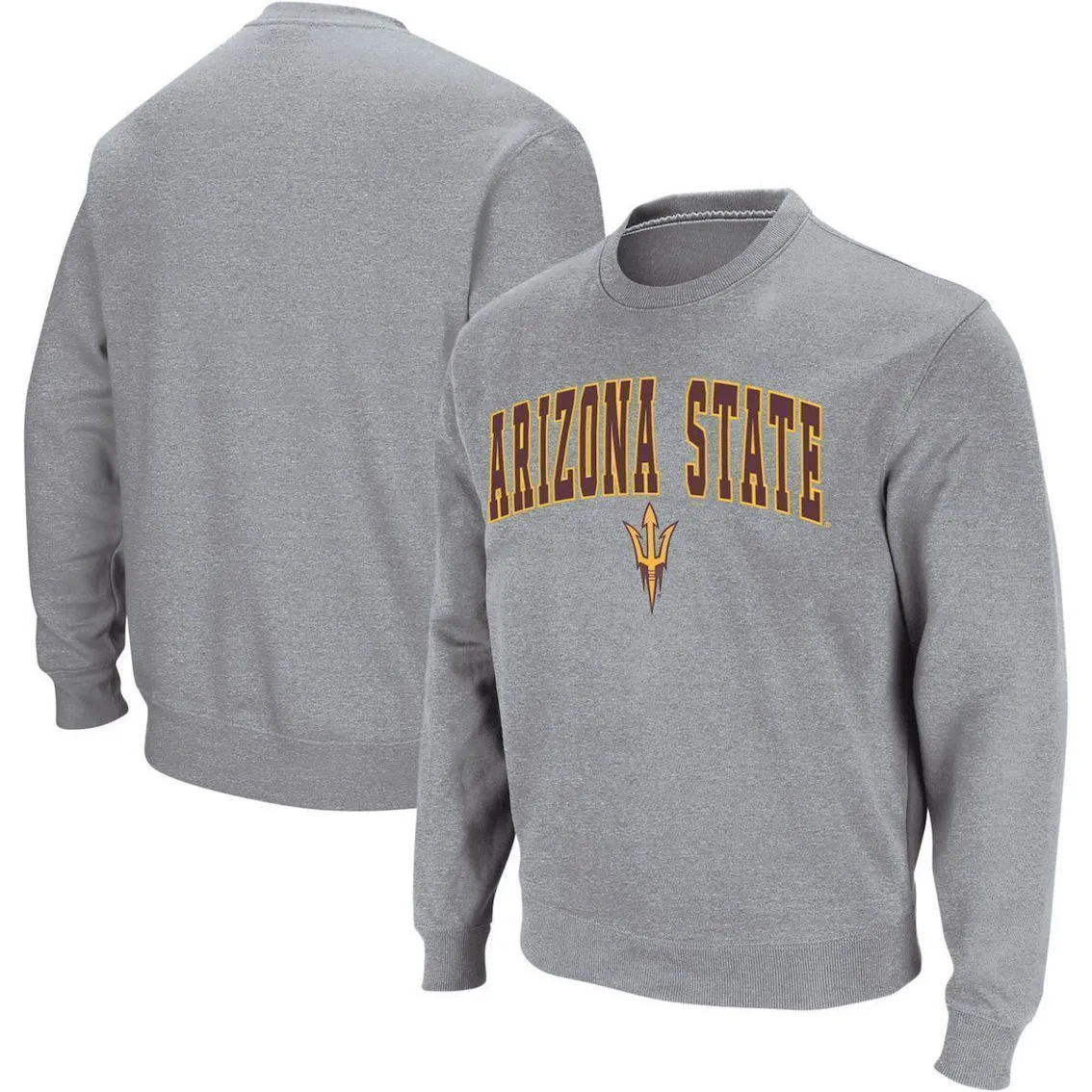 Colosseum Men's Heather Gray Arizona State Sun Devils Arch & Logo Crew Neck Sweatshirt 2 Colosseum Men's Heather Gray Arizona State Sun Devils Arch & Logo Crew Neck Sweatshirt - Image 2