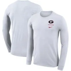 Nike Men's White Georgia Bulldogs Logo Stack Legend Performance Long Sleeve T-Shirt