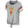 Colosseum Women's Heathered Gray Arizona State Sun Devils Boo You Raglan Knotted T-Shirt