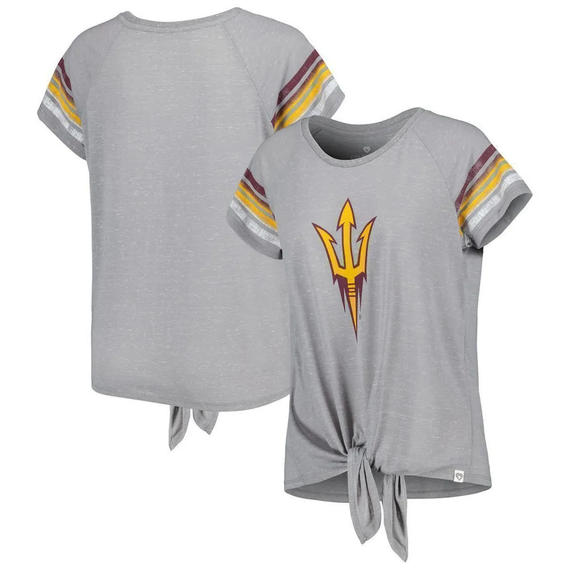 Colosseum Women's Heathered Gray Arizona State Sun Devils Boo You Raglan Knotted T-Shirt 2 Colosseum Women's Heathered Gray Arizona State Sun Devils Boo You Raglan Knotted T-Shirt - Image 2