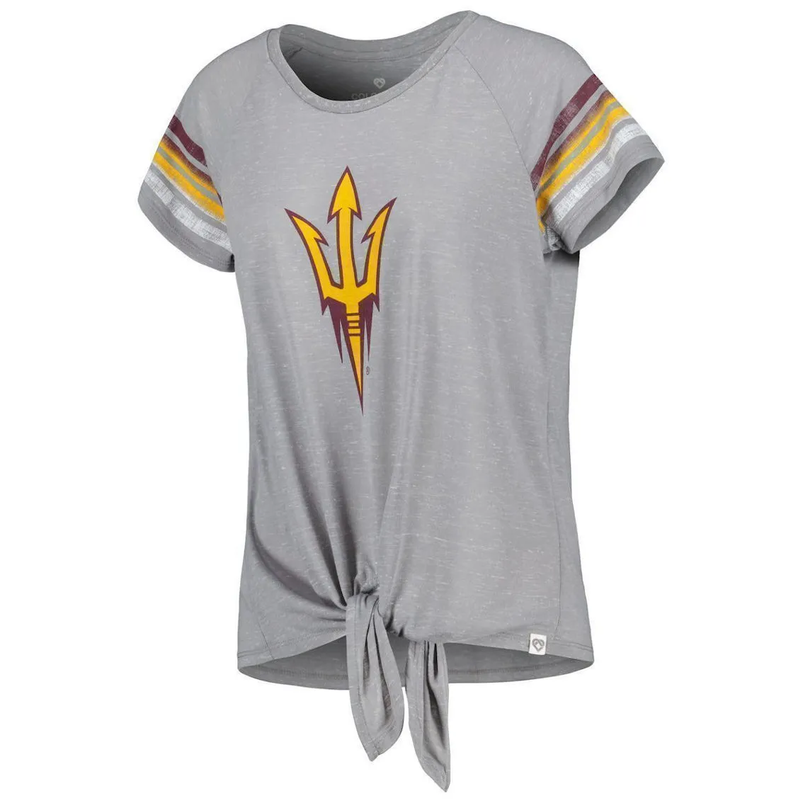 Colosseum Women's Heathered Gray Arizona State Sun Devils Boo You Raglan Knotted T-Shirt 3 Colosseum Women's Heathered Gray Arizona State Sun Devils Boo You Raglan Knotted T-Shirt - Image 3