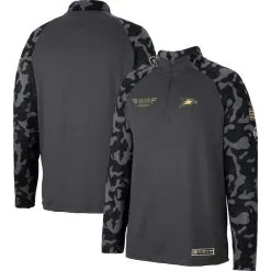 Colosseum Men's Charcoal Georgia Southern Eagles OHT Military Appreciation Long Range Raglan Quarter-Zip Jacket