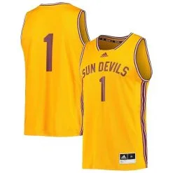 Adidas Men's #1 Gold Arizona State Sun Devils Reverse Retro Jersey