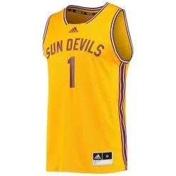 Adidas Men's #1 Gold Arizona State Sun Devils Reverse Retro Jersey -Arizona State Sun Devils Shop DSCO1148305118 1853 ALT2