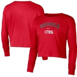 Nike Women's Red Georgia Bulldogs Est. Cropped Long Sleeve T-Shirt