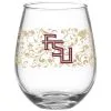 Indigo Falls Florida State Seminoles 15oz. Floral Logo Stemless Wine Glass