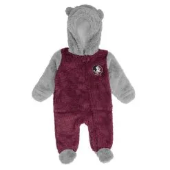 Outerstuff Newborn Garnet/Gray Florida State Seminoles Game Nap Teddy Fleece Bunting Full-Zip Sleeper