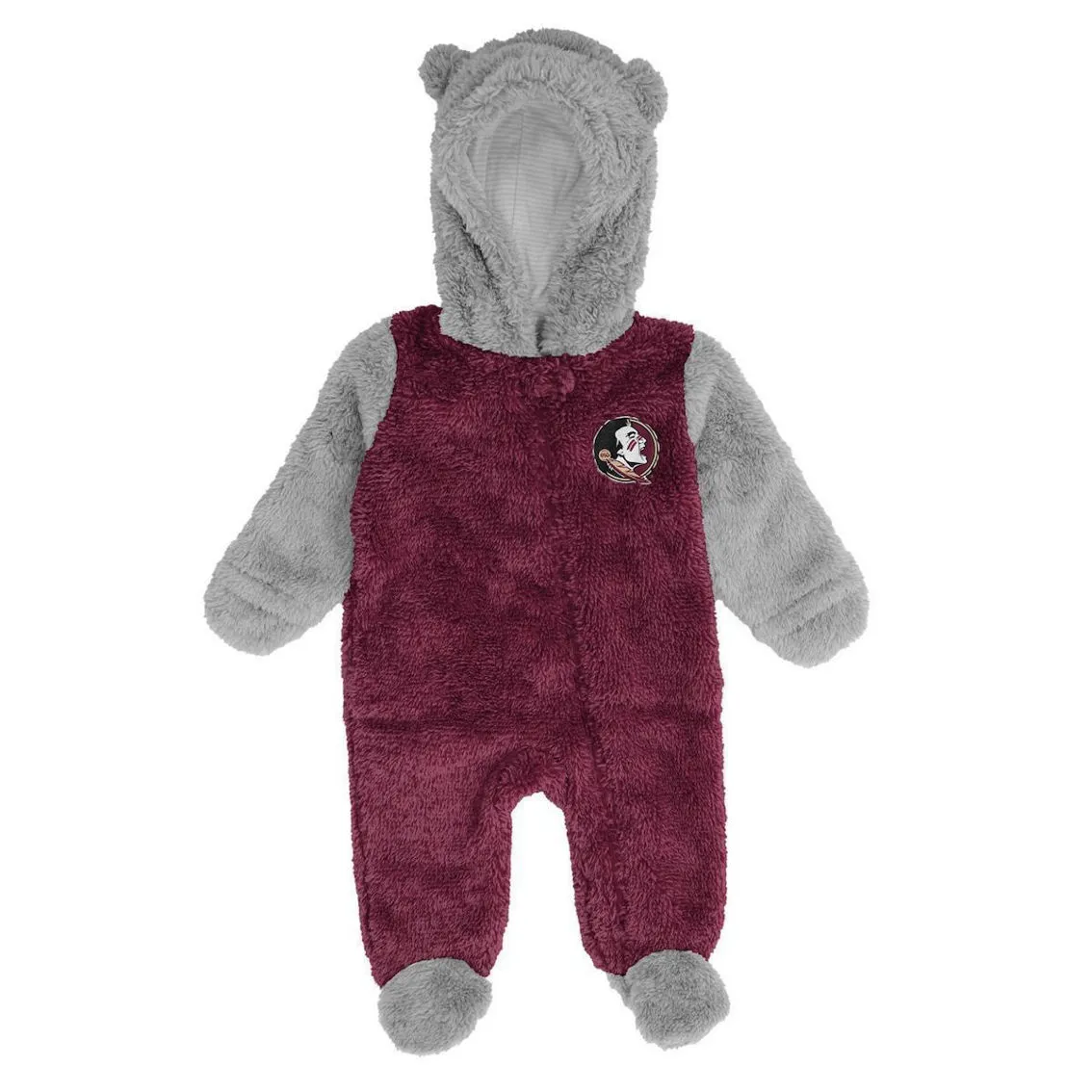 Outerstuff Newborn Garnet/Gray Florida State Seminoles Game Nap Teddy Fleece Bunting Full-Zip Sleeper 2 Outerstuff Newborn Garnet/Gray Florida State Seminoles Game Nap Teddy Fleece Bunting Full-Zip Sleeper - Image 2