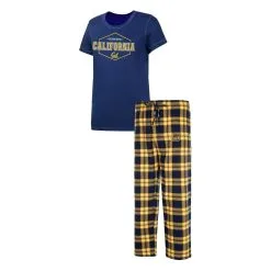 Women's Concepts Sport Navy/Gold Cal Bears Badge T-Shirt & Flannel Pants Sleep Set