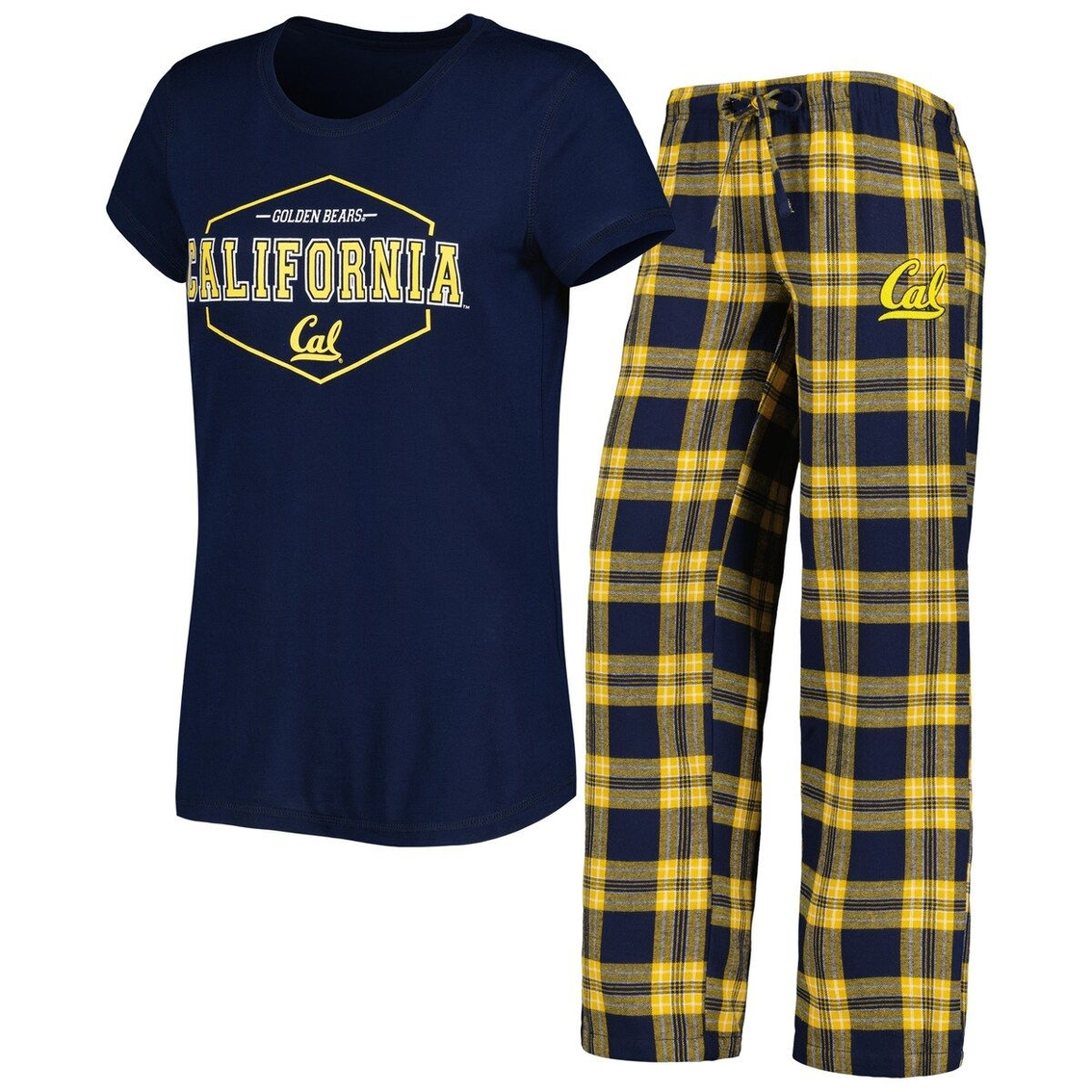 Women's Concepts Sport Navy/Gold Cal Bears Badge T-Shirt & Flannel Pants Sleep Set 2 Women's Concepts Sport Navy/Gold Cal Bears Badge T-Shirt & Flannel Pants Sleep Set - Image 2