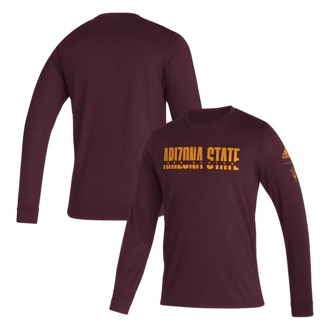 Adidas Men's Maroon Arizona State Sun Devils Sideline Locker Strikethrough Creator AEROREADY Long Sleeve T-Shirt 1 Adidas Men's Maroon Arizona State Sun Devils Sideline Locker Strikethrough Creator AEROREADY Long Sleeve T-Shirt