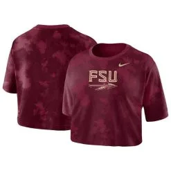 Women's Nike Garnet Florida State Seminoles Tie-Dye Cropped T-Shirt