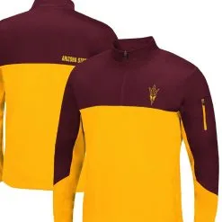 Colosseum Men's Maroon/Gold Arizona State Sun Devils Triple Dog Dare Quarter-Zip Jacket