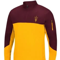 Colosseum Men's Maroon/Gold Arizona State Sun Devils Triple Dog Dare Quarter-Zip Jacket -Arizona State Sun Devils Shop DSCO1148313565 GOLDRE ALT2