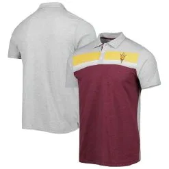 Colosseum Men's Maroon/Heathered Gray Arizona State Sun Devils Caddie Polo