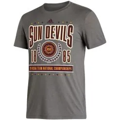 Men's Adidas Heathered Charcoal Arizona State Sun Devils 24 NCAA Team National Championships Reminisce T-Shirt -Arizona State Sun Devils Shop DSCO1148315092 4135 ALT2