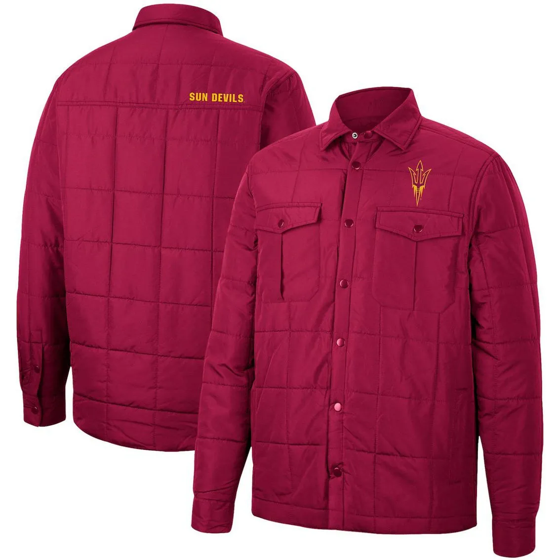 Colosseum Men's Maroon Arizona State Sun Devils Detonate Quilted Full-Snap Jacket 1 Colosseum Men's Maroon Arizona State Sun Devils Detonate Quilted Full-Snap Jacket