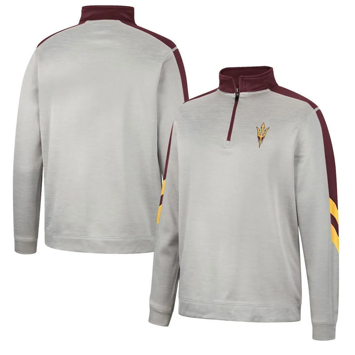 Colosseum Men's Gray/Maroon Arizona State Sun Devils Bushwood Fleece Quarter-Zip Jacket 1 Colosseum Men's Gray/Maroon Arizona State Sun Devils Bushwood Fleece Quarter-Zip Jacket