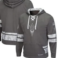 Men's Colosseum Gray Arizona State Sun Devils OHT Military Appreciation Arctic Camo Lace-Up Pullover Hoodie