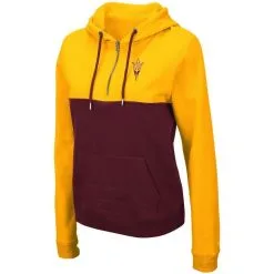 Colosseum Women's Gold/Maroon Arizona State Sun Devils Aidan Half-Zip Hoodie -Arizona State Sun Devils Shop DSCO1148321893 1853 ALT2