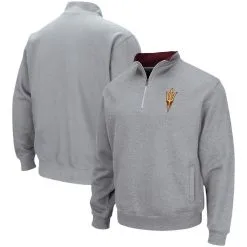 Men's Colosseum Heathered Gray Arizona State Sun Devils Tortugas Team Logo Quarter-Zip Jacket