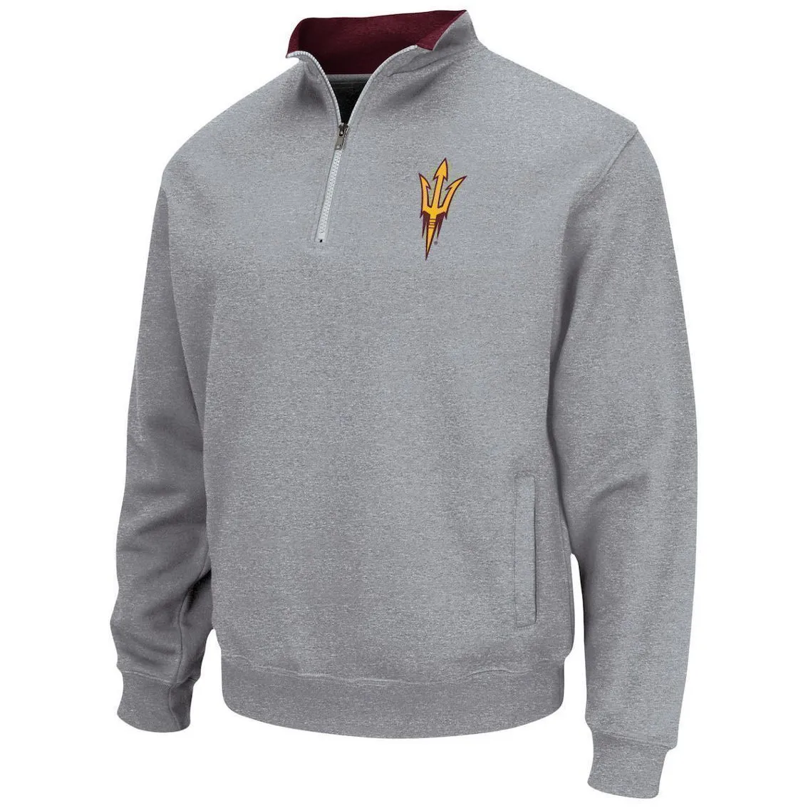 Men's Colosseum Heathered Gray Arizona State Sun Devils Tortugas Team Logo Quarter-Zip Jacket 3 Men's Colosseum Heathered Gray Arizona State Sun Devils Tortugas Team Logo Quarter-Zip Jacket - Image 3