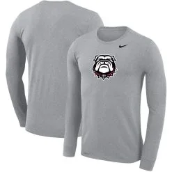 Nike Men's Heathered Gray Georgia Bulldogs Secondary School Logo Legend Performance Long Sleeve T-Shirt