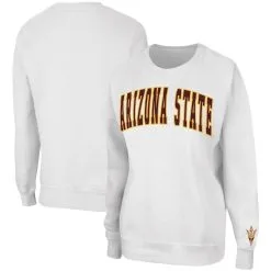 Colosseum Women's White Arizona State Sun Devils Campanile Pullover Sweatshirt