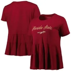 Boxercraft Women's Garnet Florida State Seminoles Willow Ruffle-Bottom T-Shirt