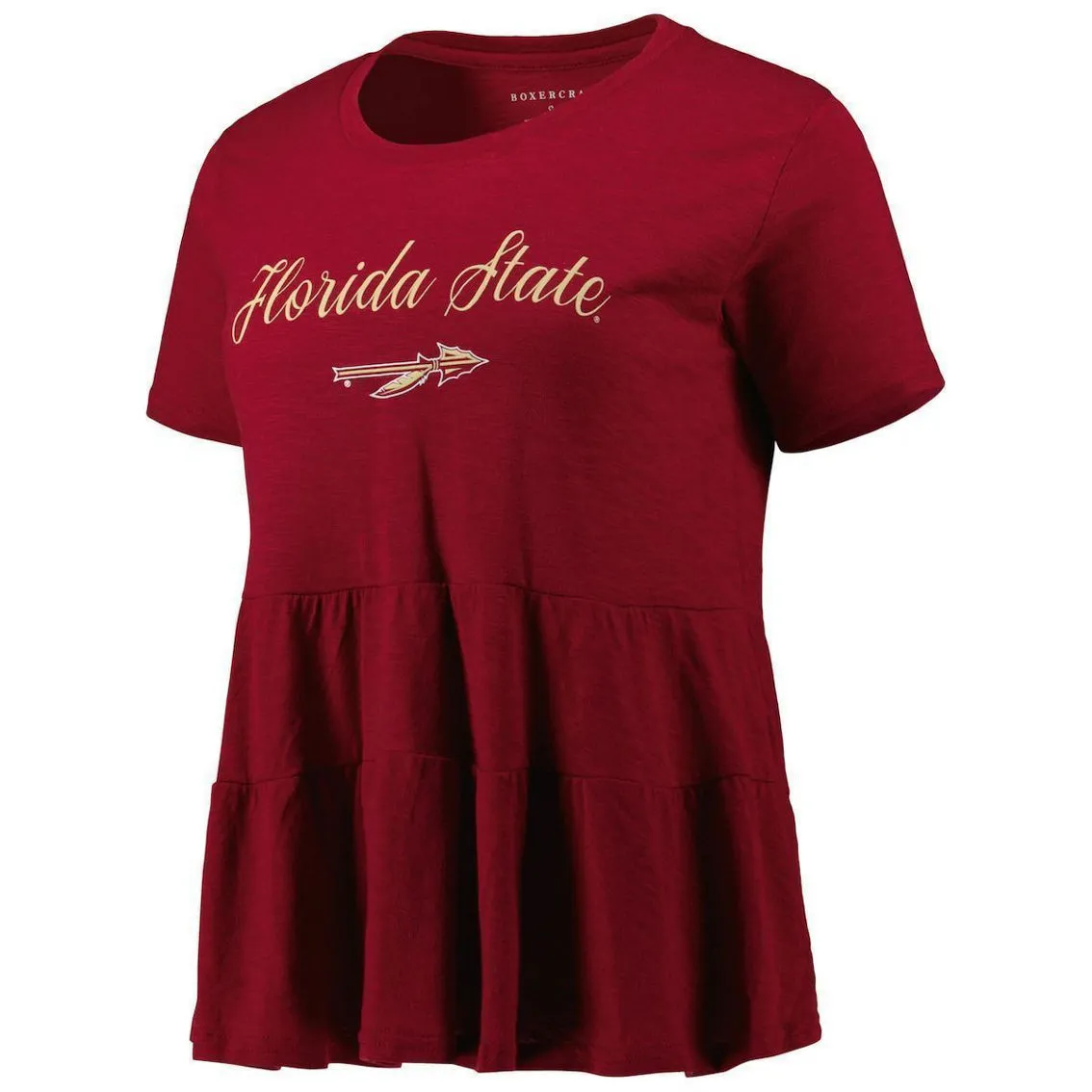 Boxercraft Women's Garnet Florida State Seminoles Willow Ruffle-Bottom T-Shirt 3 Boxercraft Women's Garnet Florida State Seminoles Willow Ruffle-Bottom T-Shirt - Image 3