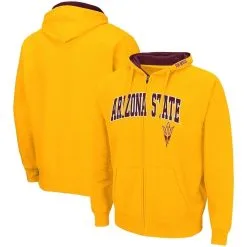 Colosseum Men's Gold Arizona State Sun Devils Arch & Logo 3.0 Full-Zip Hoodie