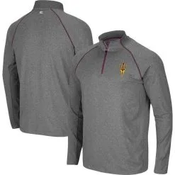 Colosseum Men's Heathered Charcoal Arizona State Sun Devils Robert Raglan Quarter-Zip Jacket
