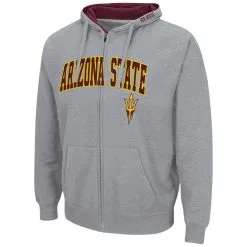 Colosseum Men's Heathered Gray Arizona State Sun Devils Arch & Logo 3.0 Full-Zip Hoodie -Arizona State Sun Devils Shop DSCO1148324143 1927 ALT2