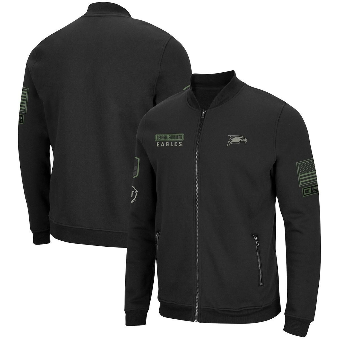 Colosseum Men's Black Georgia Southern Eagles OHT Military Appreciation High-Speed Bomber Full-Zip Jacket 2 Colosseum Men's Black Georgia Southern Eagles OHT Military Appreciation High-Speed Bomber Full-Zip Jacket - Image 2