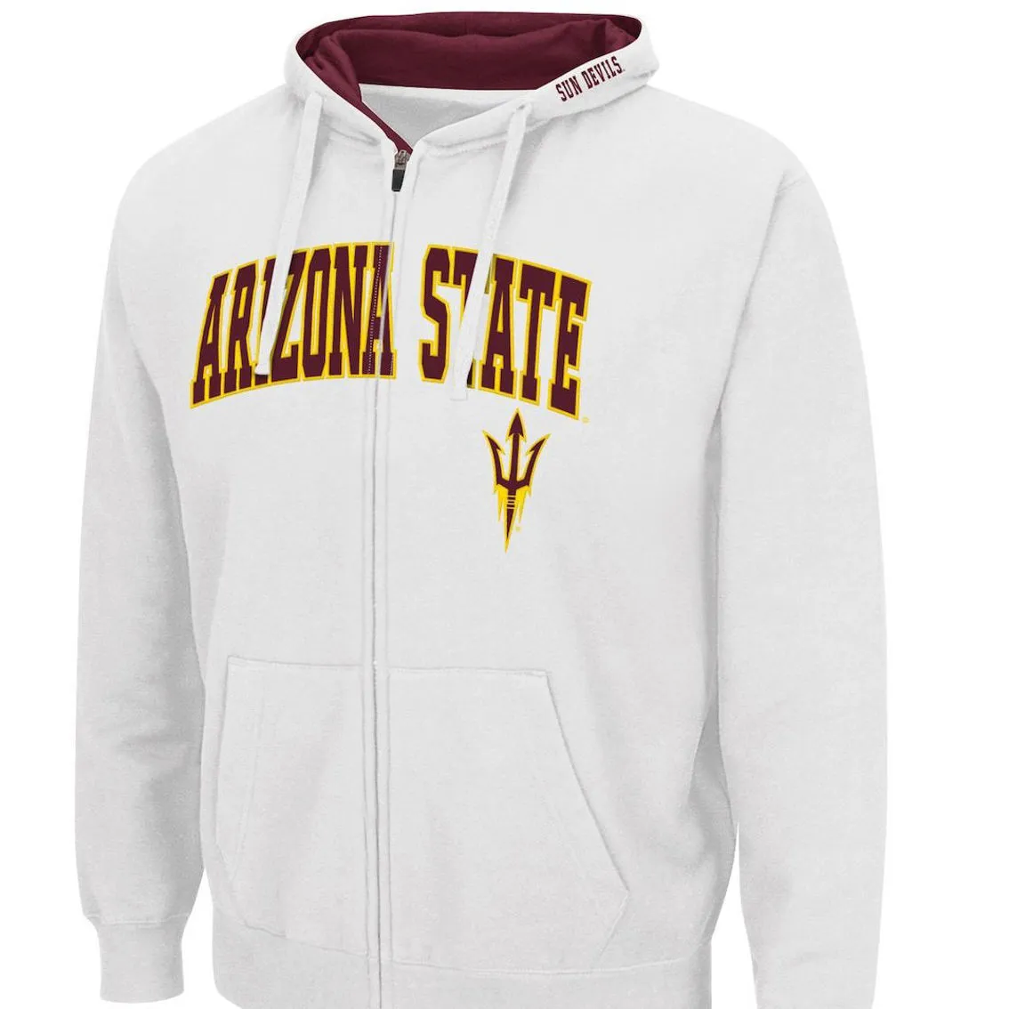 Colosseum Men's White Arizona State Sun Devils Arch & Logo 3.0 Full-Zip Hoodie 3 Colosseum Men's White Arizona State Sun Devils Arch & Logo 3.0 Full-Zip Hoodie - Image 3