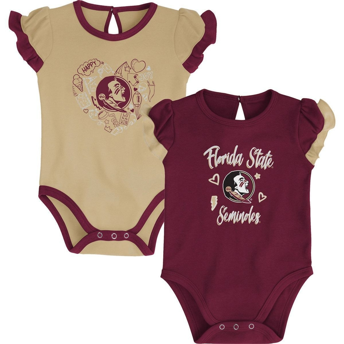 Outerstuff Girls Newborn & Infant Garnet/Gold Florida State Seminoles Too Much Love Two-Piece Bodysuit Set 2 Outerstuff Girls Newborn & Infant Garnet/Gold Florida State Seminoles Too Much Love Two-Piece Bodysuit Set - Image 2