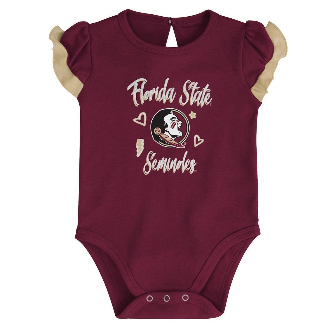 Outerstuff Girls Newborn & Infant Garnet/Gold Florida State Seminoles Too Much Love Two-Piece Bodysuit Set 3 Outerstuff Girls Newborn & Infant Garnet/Gold Florida State Seminoles Too Much Love Two-Piece Bodysuit Set - Image 3