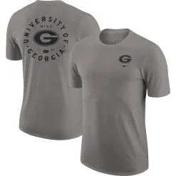 Nike Men's Heather Gray Georgia Bulldogs Logo 2-Hit Tri-Blend T-Shirt