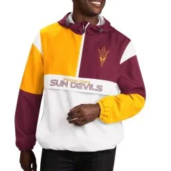 G-III Sports By Carl Banks Men's White/Maroon Arizona State Sun Devils Fair Catch Half-Zip Anorak Jacket