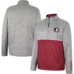 Colosseum Men's Gray Florida State Seminoles John Half-Zip Jacket