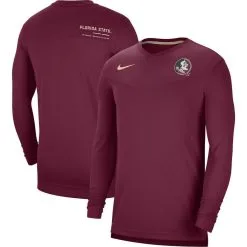 Men's Nike Garnet Florida State Seminoles 2022 Coach Performance Long Sleeve V-Neck T-Shirt