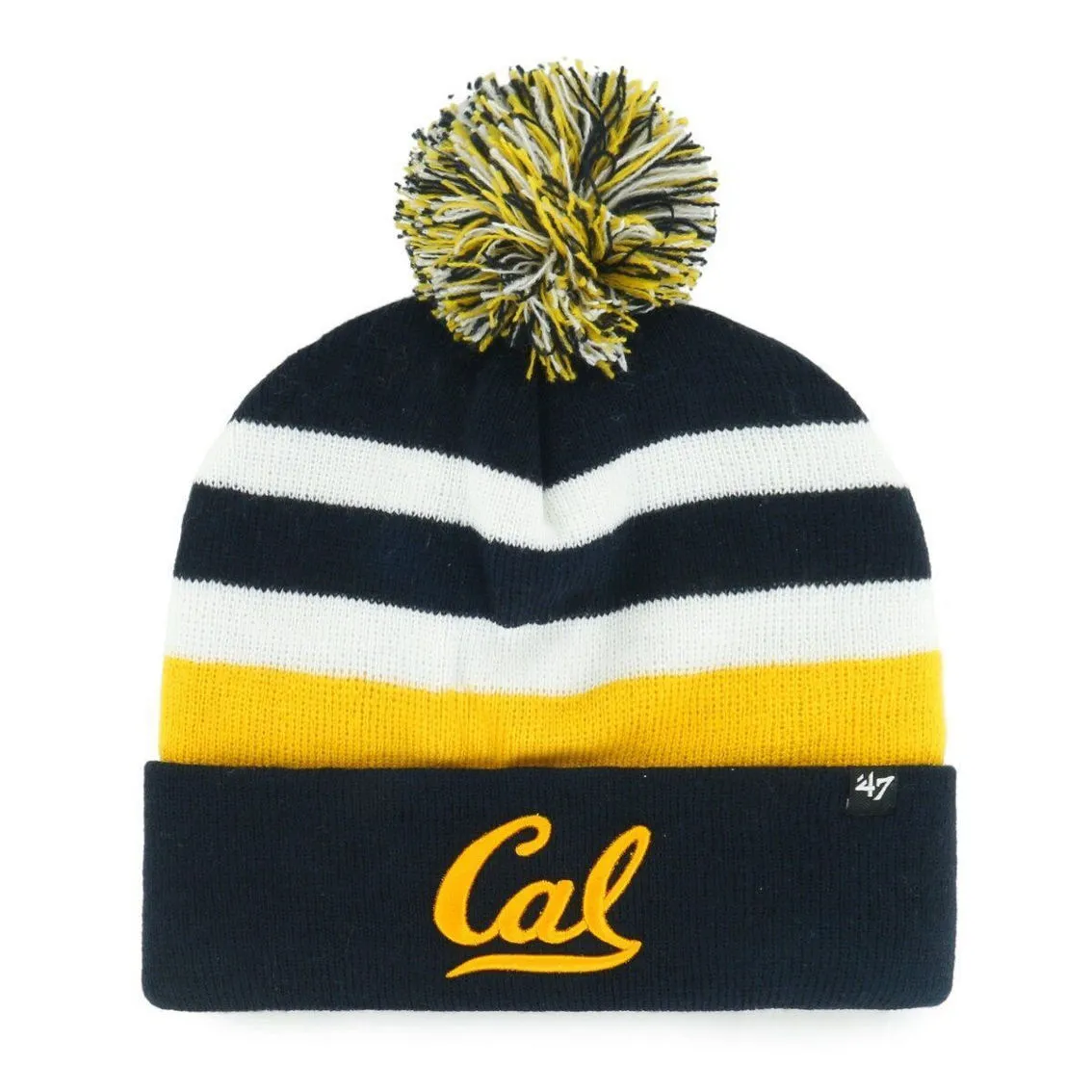 Men's '47 Navy Cal Bears State Line Cuffed Knit Hat With Pom 1 Men's '47 Navy Cal Bears State Line Cuffed Knit Hat With Pom