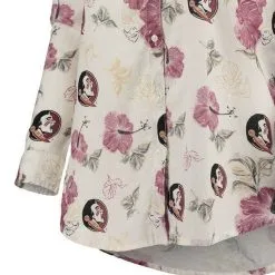 Women's Wes & Willy White Florida State Seminoles Crepe Full-Button Swimsuit Cover-Up -Arizona State Sun Devils Shop DSCO1151104001 3550 ALT2