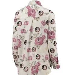 Women's Wes & Willy White Florida State Seminoles Crepe Full-Button Swimsuit Cover-Up -Arizona State Sun Devils Shop DSCO1151104001 3550 ALT3