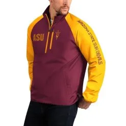 G-III Sports By Carl Banks Men's Maroon/Gold Arizona State Sun Devils Point Guard Raglan Half-Zip Jacket