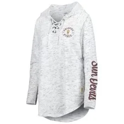 Women's Pressbox Gray Arizona State Sun Devils Space Dye Lace-Up V-Neck Raglan Long Sleeve T-Shirt -Arizona State Sun Devils Shop DSCO1151427822 1927 ALT2