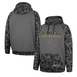Colosseum Men's Charcoal Arizona State Sun Devils OHT Military Appreciation Camo Stack Raglan Pullover Hoodie