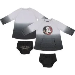 Colosseum Newborn & Infant Gray/Black Florida State Seminoles Hand In Hand Ombre Dress & Bloomers Set