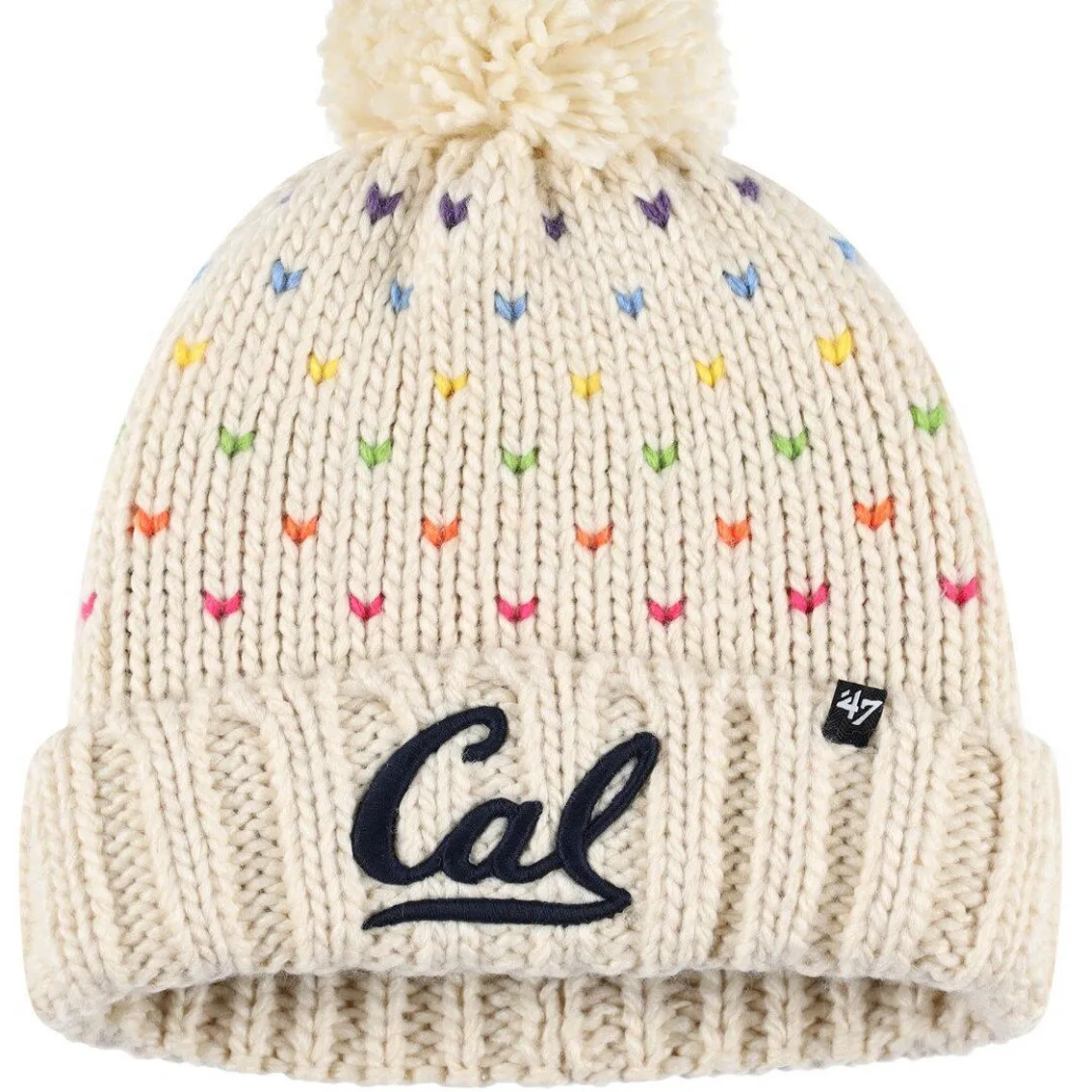 '47 Girls Youth Cream Cal Bears Sprinkles Cuffed Knit Hat With Pom 1 '47 Girls Youth Cream Cal Bears Sprinkles Cuffed Knit Hat With Pom