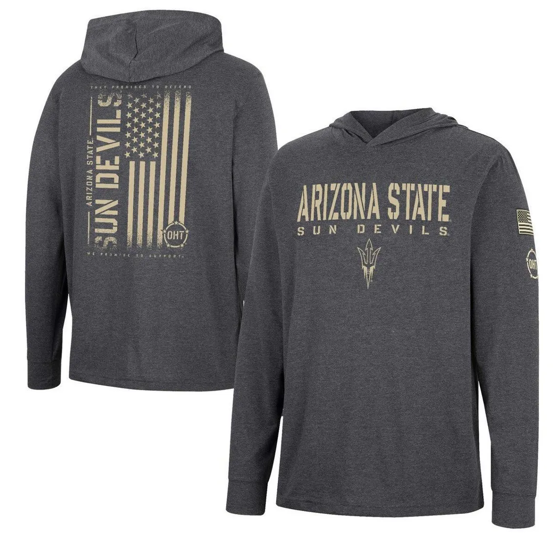 Colosseum Men's Charcoal Arizona State Sun Devils Team OHT Military Appreciation Hoodie Long Sleeve T-Shirt 1 Colosseum Men's Charcoal Arizona State Sun Devils Team OHT Military Appreciation Hoodie Long Sleeve T-Shirt